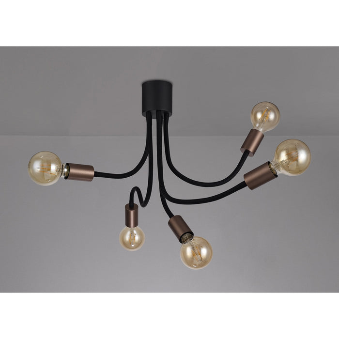 Nelson Lighting NL76469 Gino Flexible Ceiling 5 Light Satin Black/Brushed Copper