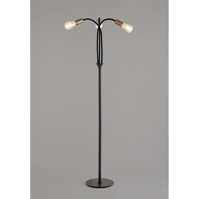 Nelson Lighting NL76499 Gino Flexible Floor Lamp 3 Light Satin Black/Brushed Copper