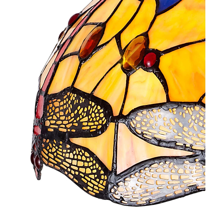Nelson Lighting NLK00819 Heidi 2 Light Octagonal Floor Lamp With 40cm Tiffany Shade Blue/Orange/Crystal/Aged Antique Brass