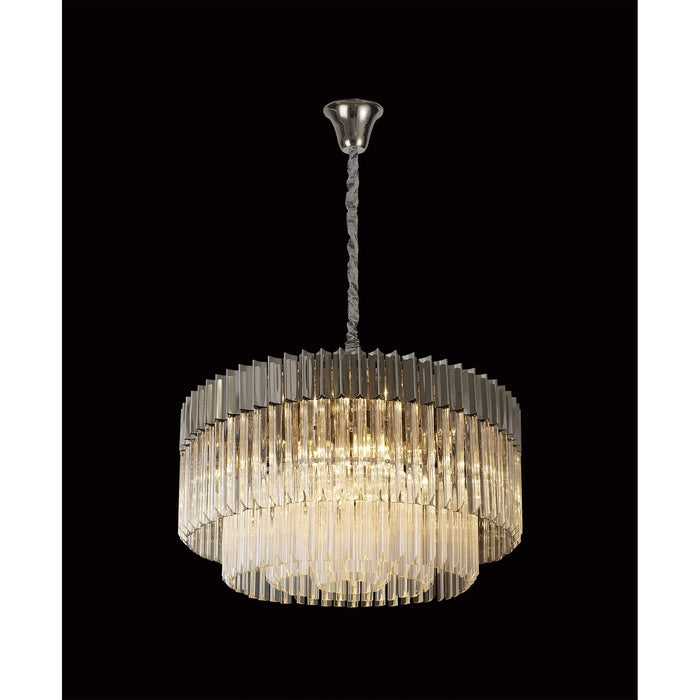 Nelson Lighting NL82359 Vienna Pendant Round 12 Light Polished Nickel/Clear Glass
