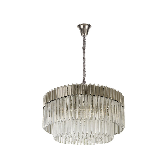 Nelson Lighting NL82359 Vienna Pendant Round 12 Light Polished Nickel/Clear Glass