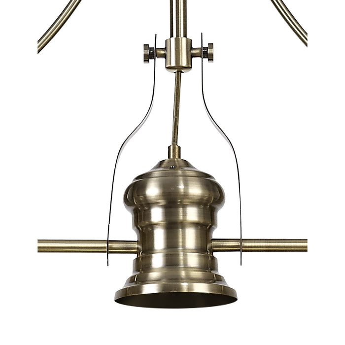 Nelson Lighting NLK03559 Louis 3 Light Telescopic Pendant With 30cm Bell Glass Shade Antique Brass/Clear