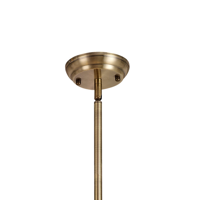 Nelson Lighting NLK04709 Louis/Umbrian 3 Light Telescopic Pendant With 30cm Tiffany Shade Antique Brass/Green/CRome/Crystal