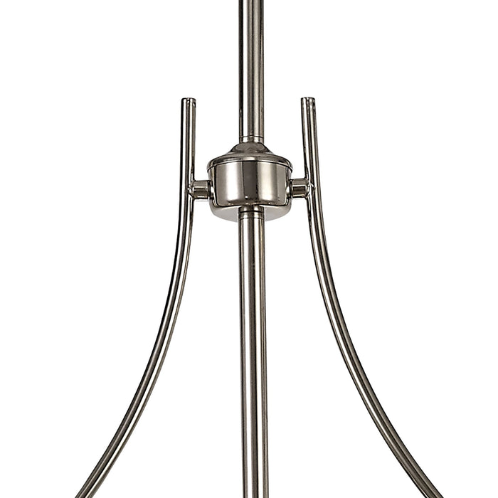 Nelson Lighting NLK04829 Louis Linear Pendant With 38cm Patterned Round Shade Polished Nickel/Clear Glass