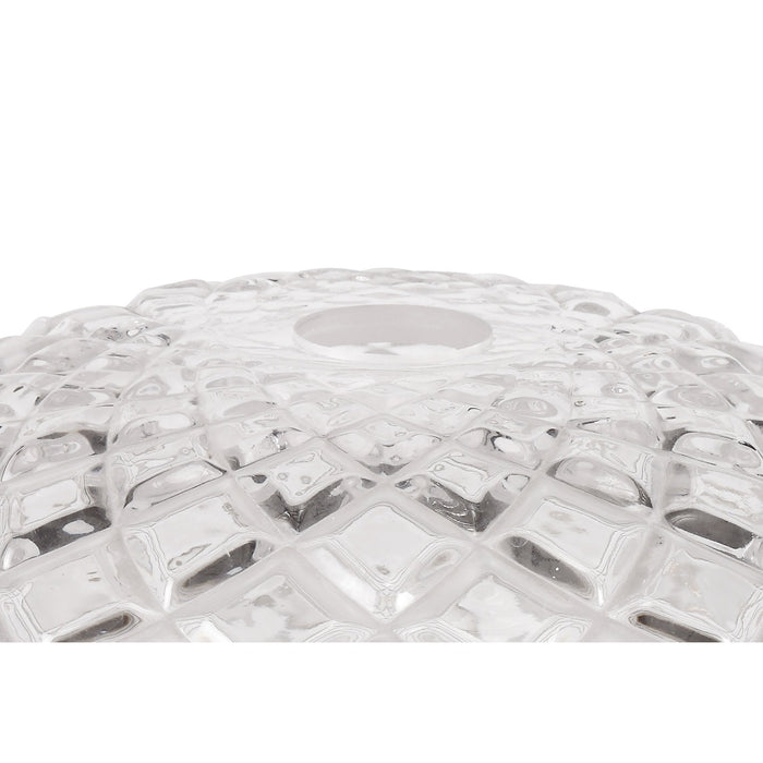 Nelson Lighting NLK04839 Louis Linear Pendant With 30cm Flat Round Patterned Shade Polished Nickel/Clear Glass