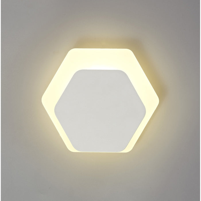 Nelson Lighting NLK04119 Modena Magnetic Base Wall Lamp LED 15/19cm Horizontal Hexagonal Bottom Offset Sand White/Acrylic Frosted Diffuser