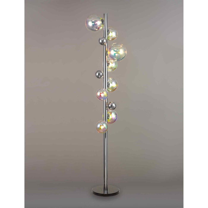 Nelson Lighting NL82529 Regent 8 Light Floor Lamp Polished Chrome/Iridescent Glass