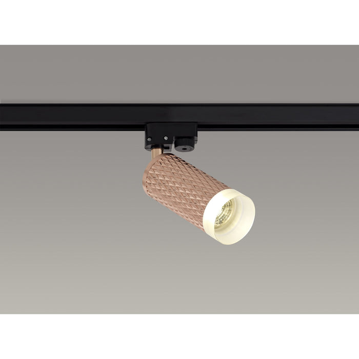 Nelson Lighting NLK01849 Silence 1 Light Track Spot Light Rose Gold/Acrylic Ring