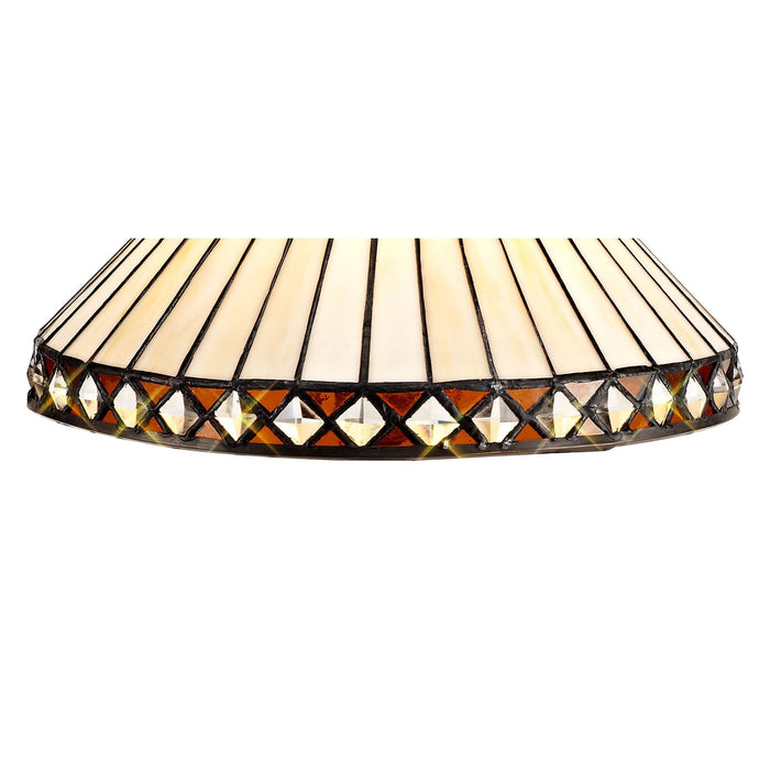Nelson Lighting NLK02199 Tink 1 Light Octagonal Table Lamp With 30cm Tiffany Shade Amber/Chrome/Crystal/Aged Antique Brass
