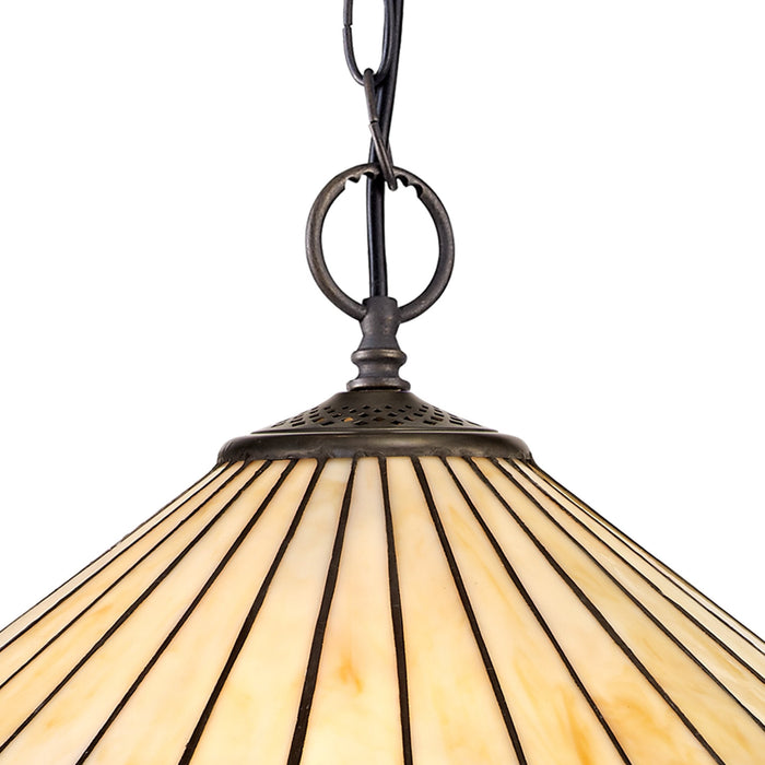 Nelson Lighting NLK02319 Tink 2 Light Down Lighter Pendant With 40cm Tiffany Shade Amber/Chrome/Crystal/Aged Antique Brass