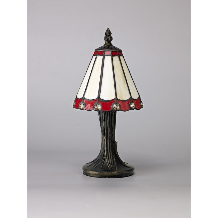 Nelson Lighting NL72329 Umbrian Tiffany Table Lamp Cream/Red/Clear Cry