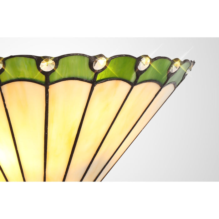 Nelson Lighting NL72429 Umbrian Tiffany Wall Lamp 2 Light Green/Cream/Crystal