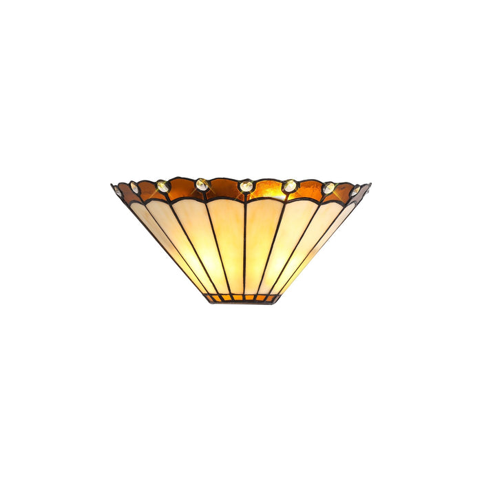 Nelson Lighting NL72459 Umbrian Tiffany Wall Lamp 2 Light Amber/Cream/Crystal