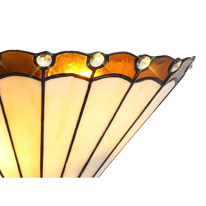Nelson Lighting NL72459 Umbrian Tiffany Wall Lamp 2 Light Amber/Cream/Crystal