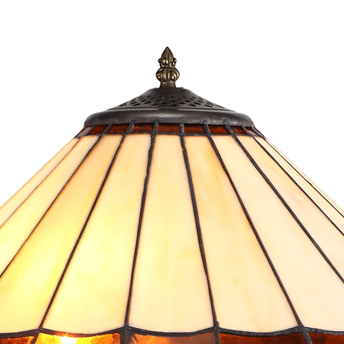 Nelson Lighting NLK02799 Umbrian 2 Light Octagonal Floor Lamp With 40cm Tiffany Shade Amber/Chrome/Crystal/Aged Antique Brass