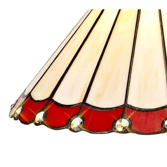 Nelson Lighting NLK02909 Umbrian 3 Light Semi Ceiling With 30cm Tiffany Shade Red/Chrome/Crystal/Aged Antique Brass