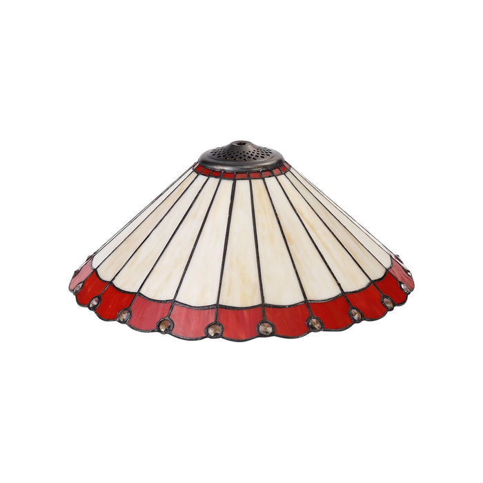 Nelson Lighting NLK03029 Umbrian 2 Light Leaf Design Floor Lamp With 40cm Tiffany Shade Red/Chrome/Crystal/Aged Antique Brass