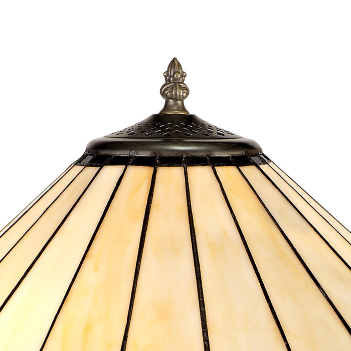 Nelson Lighting NLK03179 Umbrian 2 Light Octagonal Table Lamp With 40cm Tiffany Shade Blue/Chrome/Crystal/Aged Antique Brass