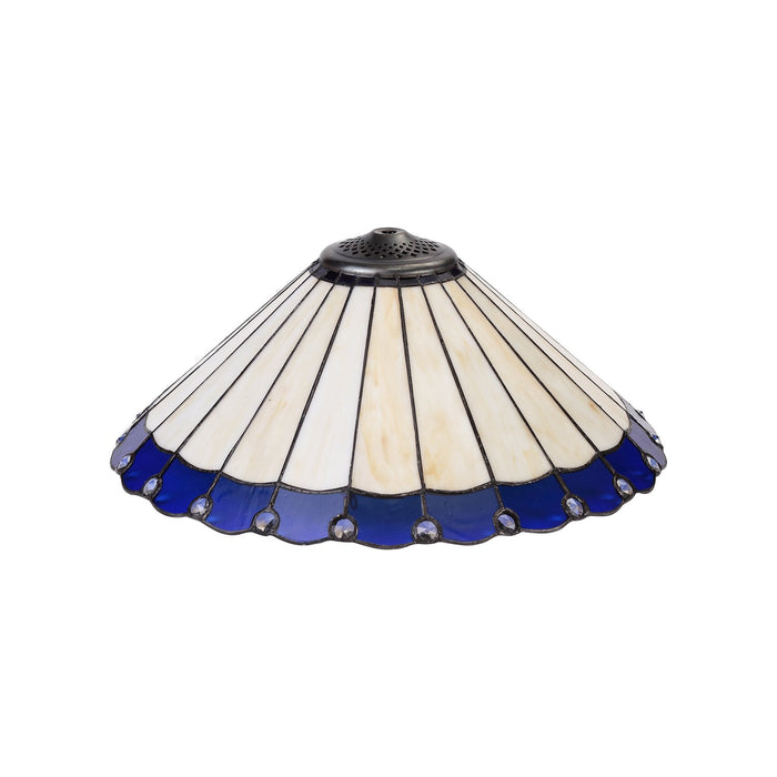 Nelson Lighting NLK03219 Umbrian 3 Light Semi Ceiling With 40cm Tiffany Shade Blue/Chrome/Crystal/Aged Antique Brass