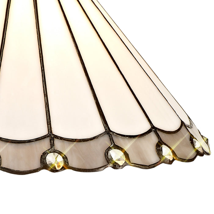 Nelson Lighting NLK03319 Umbrian 2 Light Down Lighter Pendant With 30cm Tiffany Shade Grey/Chrome/Crystal/Aged Antique Brass