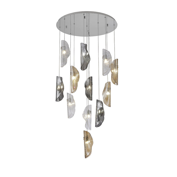 Nelson Lighting NL90529 Washington 12 Light Pendant Polished Chrome, Clear, Amber & Smoked Glass