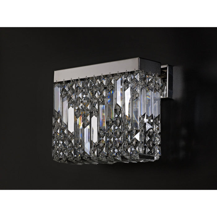 Nelson Lighting NL78119 Zian 29x13cm Rectangular Small Wall Lamp 2 Light Polished Chrome/Crystal