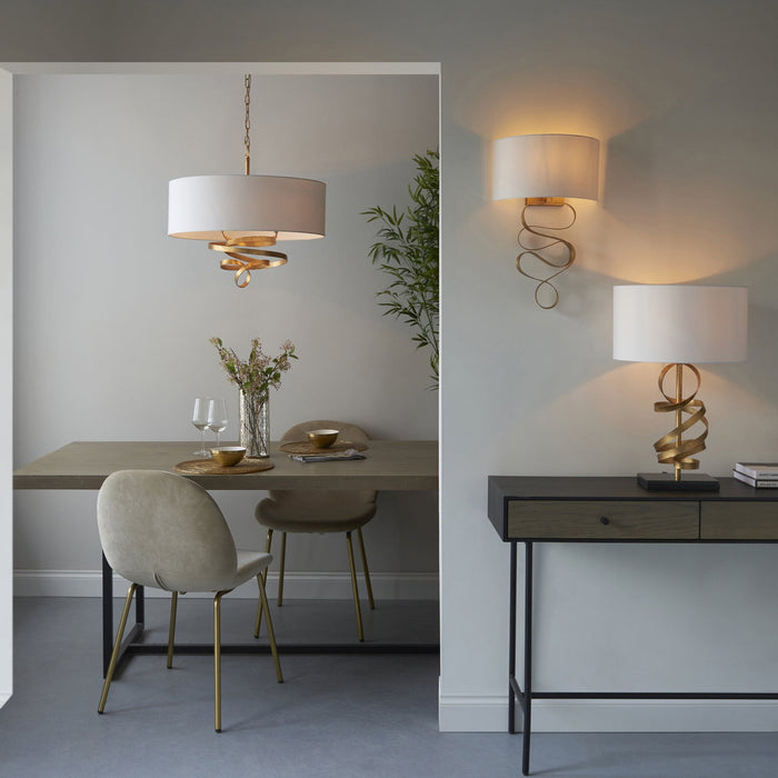 Endon 82071 1 Light Table Lamp Gold Leaf With Ivory Cotton And Black Marble