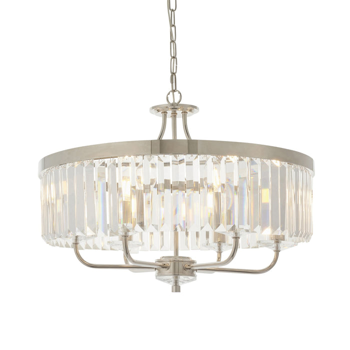 Endon 90263 6 Light Pendant Bright Nickel Plate & Clear Cut Glass
