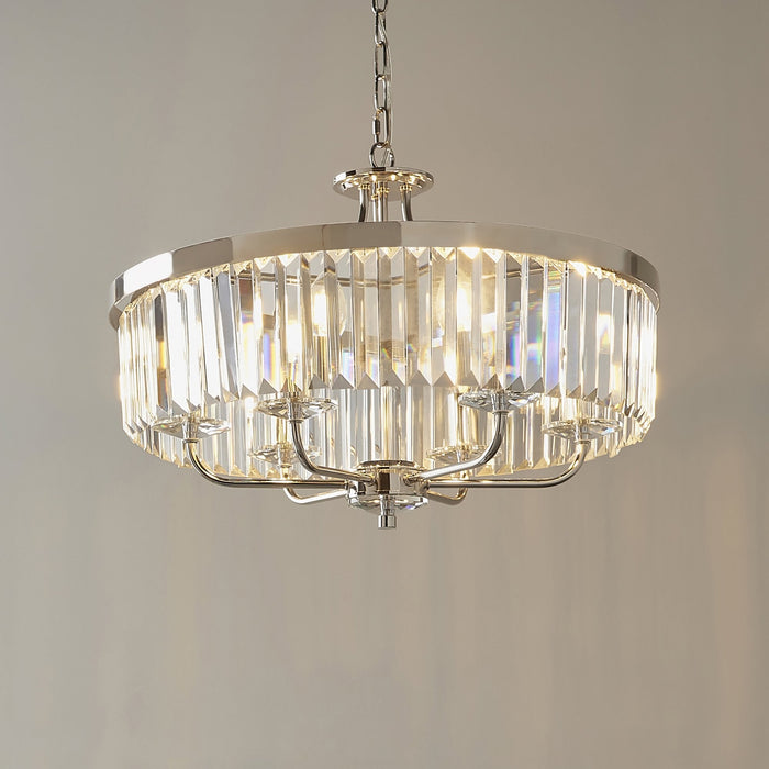 Endon 90263 6 Light Pendant Bright Nickel Plate & Clear Cut Glass