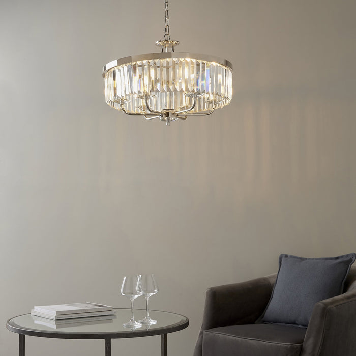 Endon 90263 6 Light Pendant Bright Nickel Plate & Clear Cut Glass