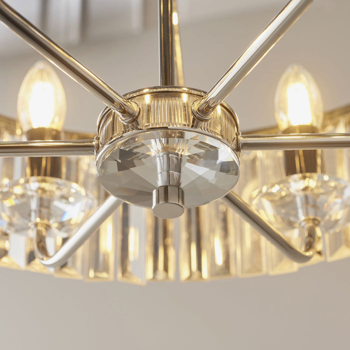 Endon 90263 6 Light Pendant Bright Nickel Plate & Clear Cut Glass