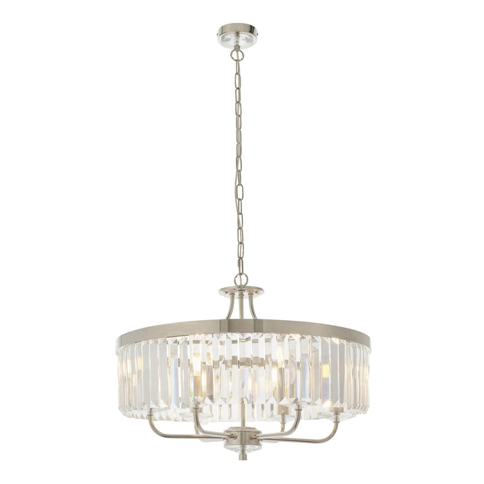 Endon 90263 6 Light Pendant Bright Nickel Plate & Clear Cut Glass