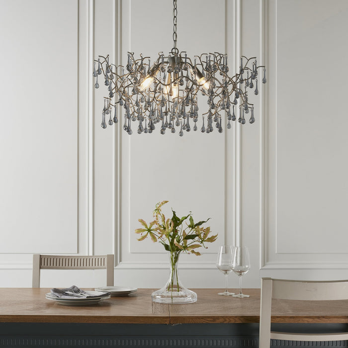 Endon 90301 4 Light Pendant Aged Silver Paint & Smokey Grey Tinted Glass