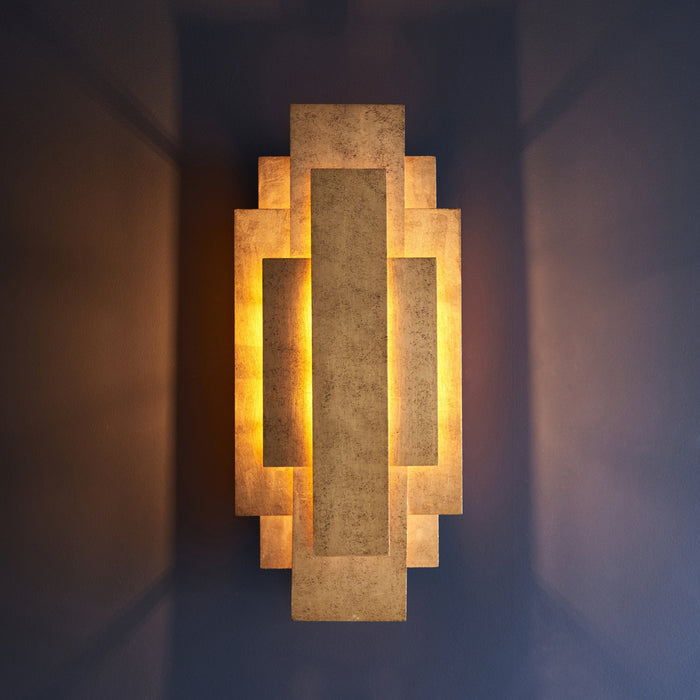 Endon 90452 2 Light Wall Light Antique Gold Leaf