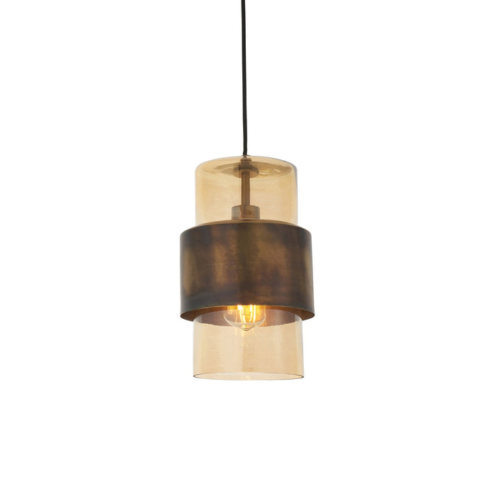 Endon 90599 1 Light Pendant Brass Patina & Champagne Lustre Glass