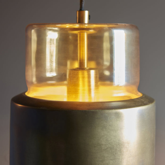 Endon 90599 1 Light Pendant Brass Patina & Champagne Lustre Glass
