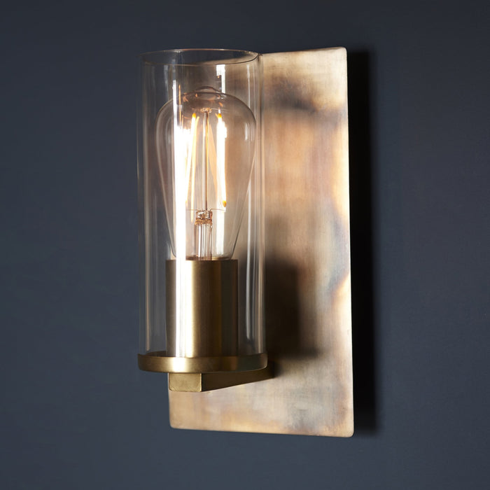 Endon 90600 1 Light Wall Light Bronze Patina Plate & Clear Glass