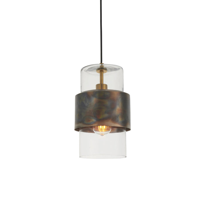 Endon 90601 1 Light Pendant Bronze Patina Plate & Clear Glass