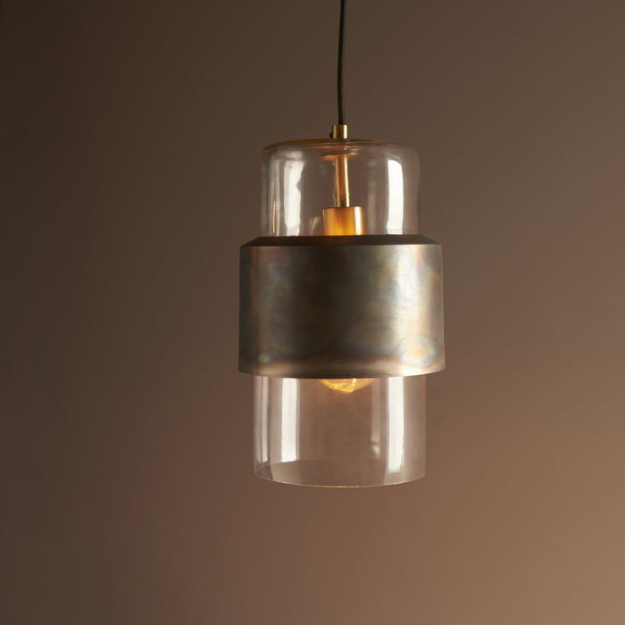Endon 90601 1 Light Pendant Bronze Patina Plate & Clear Glass