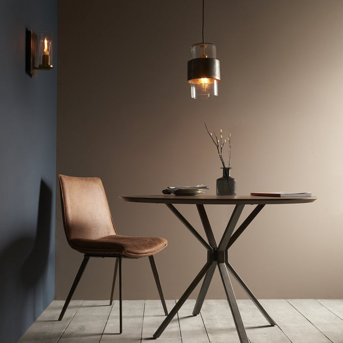 Endon 90601 1 Light Pendant Bronze Patina Plate & Clear Glass