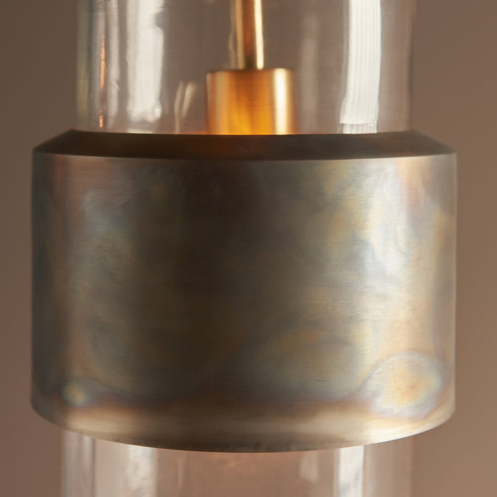 Endon 90601 1 Light Pendant Bronze Patina Plate & Clear Glass