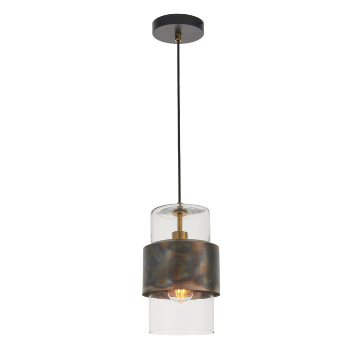 Endon 90601 1 Light Pendant Bronze Patina Plate & Clear Glass