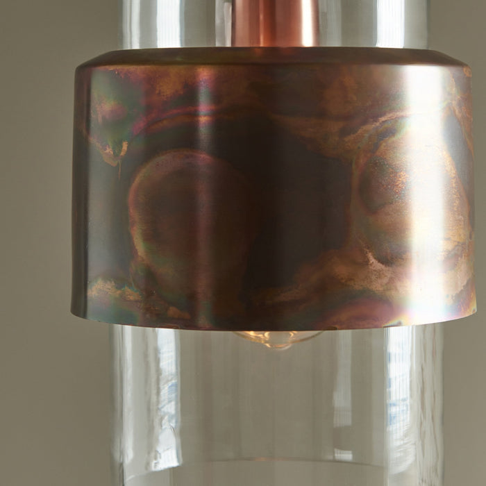 Endon 90603 1 Light Pendant Copper Patina Plate & Clear Glass
