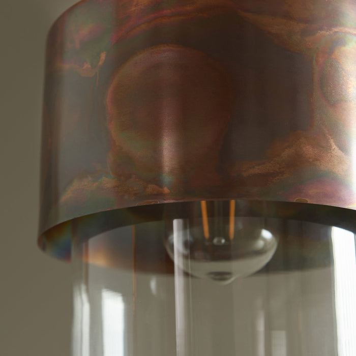 Endon 90603 1 Light Pendant Copper Patina Plate & Clear Glass