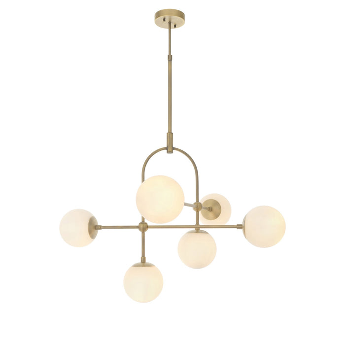 Endon 90842 6 Light Semi Flush Ceiling Light Matt Antique Brass Plate & Opal Glass
