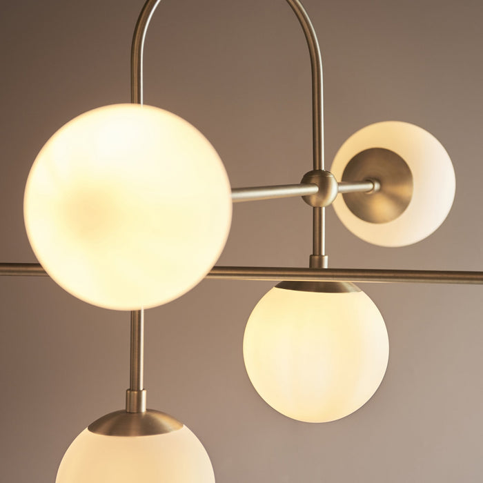 Endon 90842 6 Light Semi Flush Ceiling Light Matt Antique Brass Plate & Opal Glass