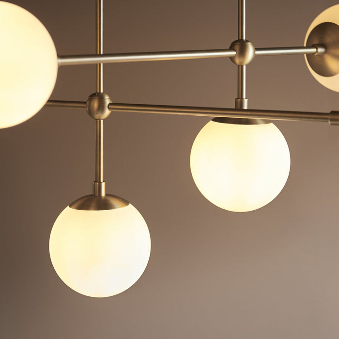 Endon 90842 6 Light Semi Flush Ceiling Light Matt Antique Brass Plate & Opal Glass