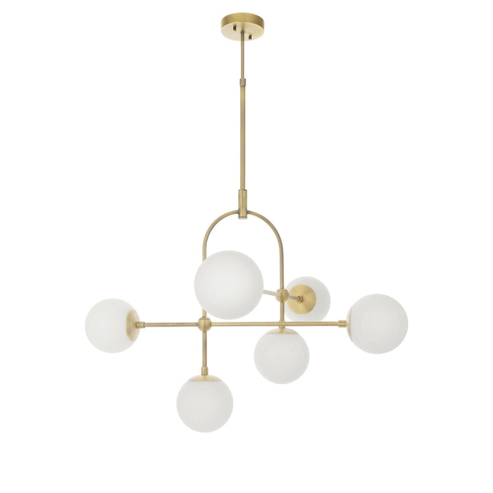 Endon 90842 6 Light Semi Flush Ceiling Light Matt Antique Brass Plate & Opal Glass