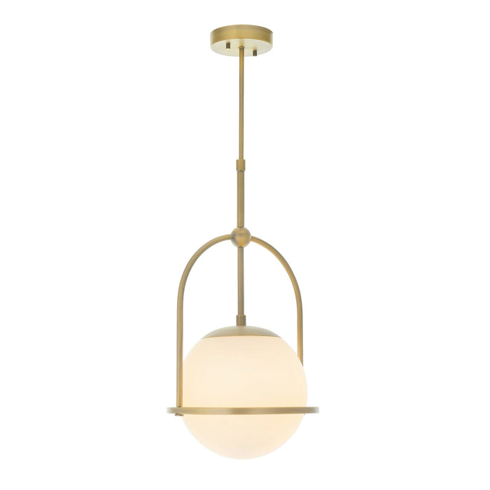 Endon 90844 1 Light Pendant Matt Antique Brass Plate & Opal Glass (S)
