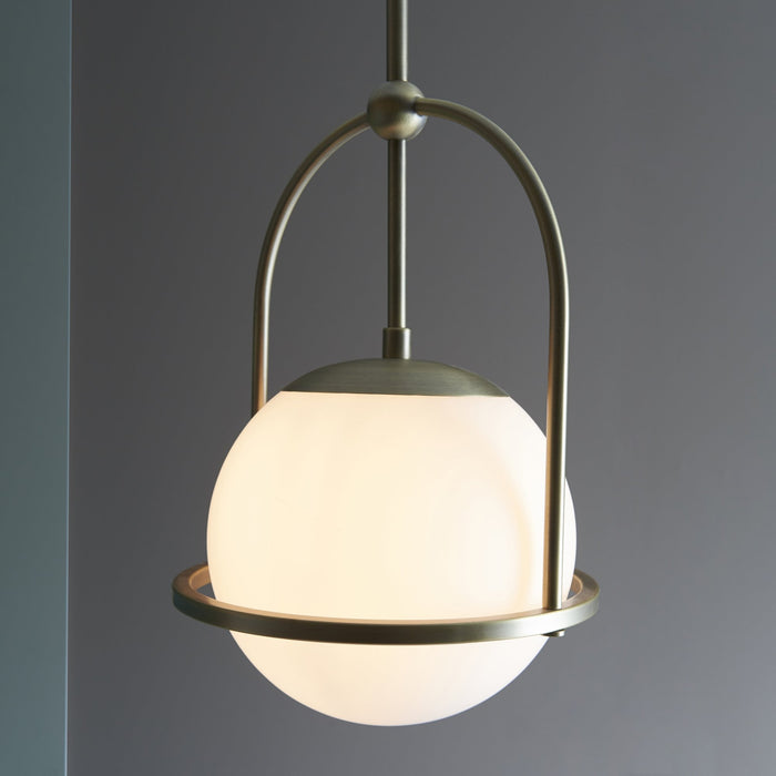 Endon 90844 1 Light Pendant Matt Antique Brass Plate & Opal Glass (S)